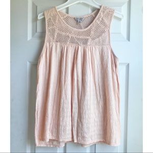Lucky Brand Peach Crochet Babydoll Top